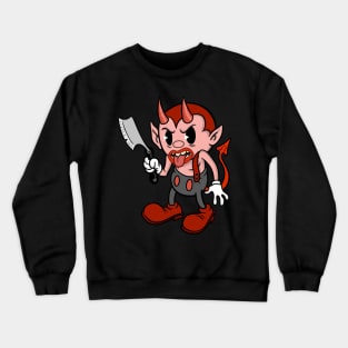 Cute Devil with Razor Creepy Cute Vintage Cartoon Kawaii character. Great gift for those who love vintage cartoons and animation Crewneck Sweatshirt